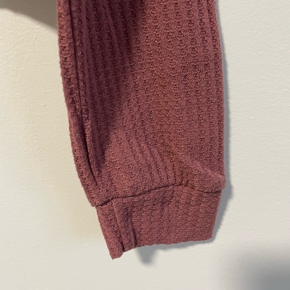 Women's Pink Waffle Knit Pajama Set - Picture 6 of 8